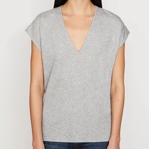 Frame Denim Heather Gray V-Neck Short Sleeve Tee